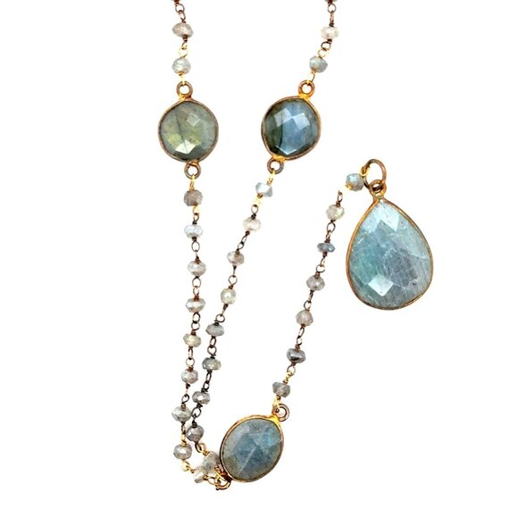 Beaded Stone Lariat Necklace - Picture 1 of 7